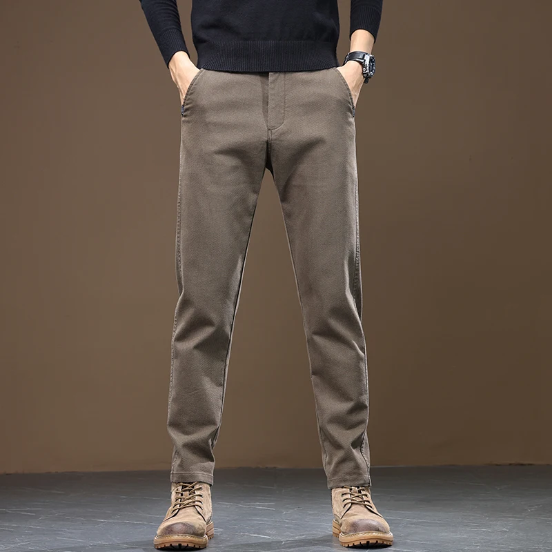 

3 Colors Straight Slim Casual Pants Men Autumn Winter Business Classic Elasticity Trousers Korean Male Clothing Work Pants