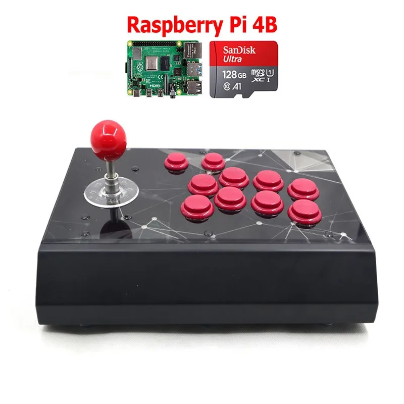 RAC-S400 Game Console with Joystick 18000 in 1 with Game and TF Card Retro Arcade Game Console Raspberry PI 4 Model B 4GB 128G