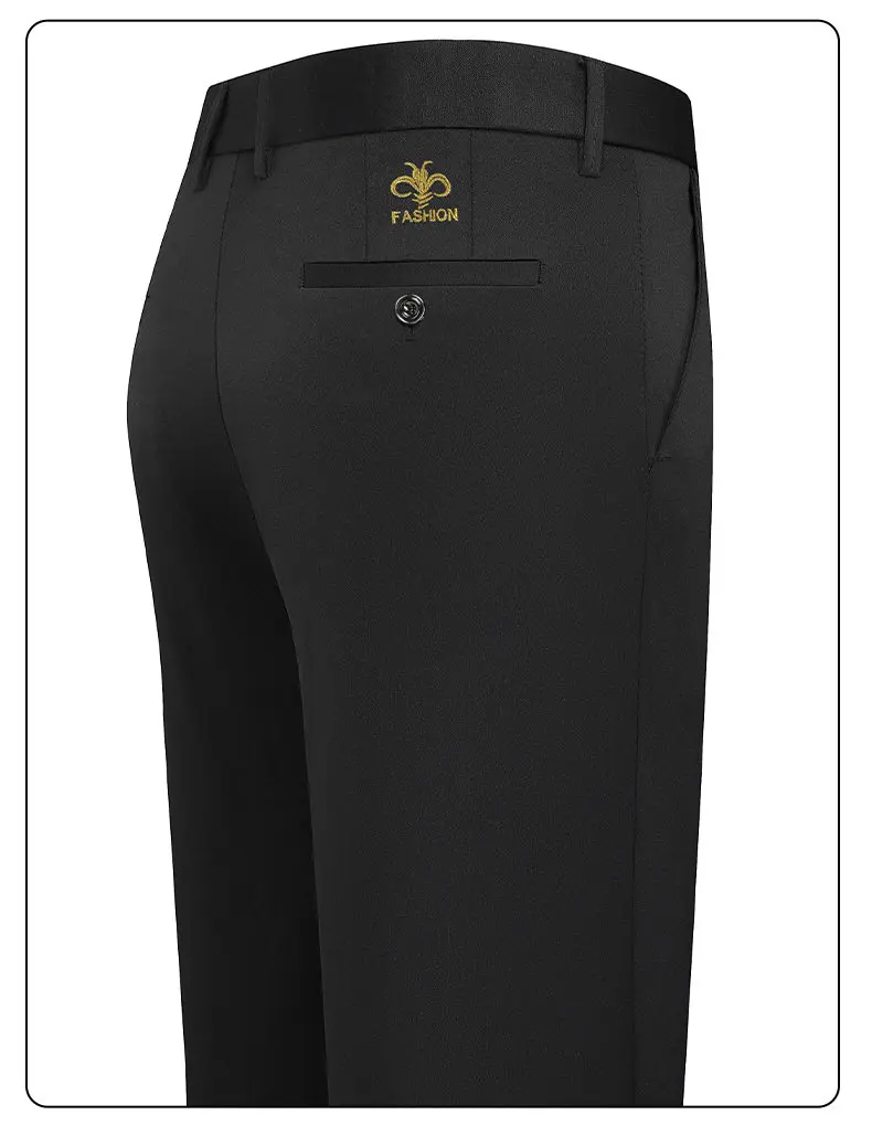 Frühling Sommer Herren Stretch-Hosen Smart Casual Anzughosen Knitterfreie Anzughosen mit Stickereimuster – Detail 23