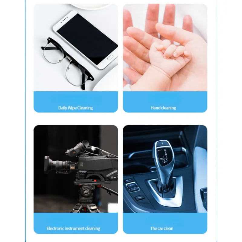 مناديل تنظيف كحولية محمولة معبأة بشكل فردي بنسبة 75%، مناسبة للهواتف المحمولة وأدوات المائدة والدرابزين العامة والأظافر والمراحيض