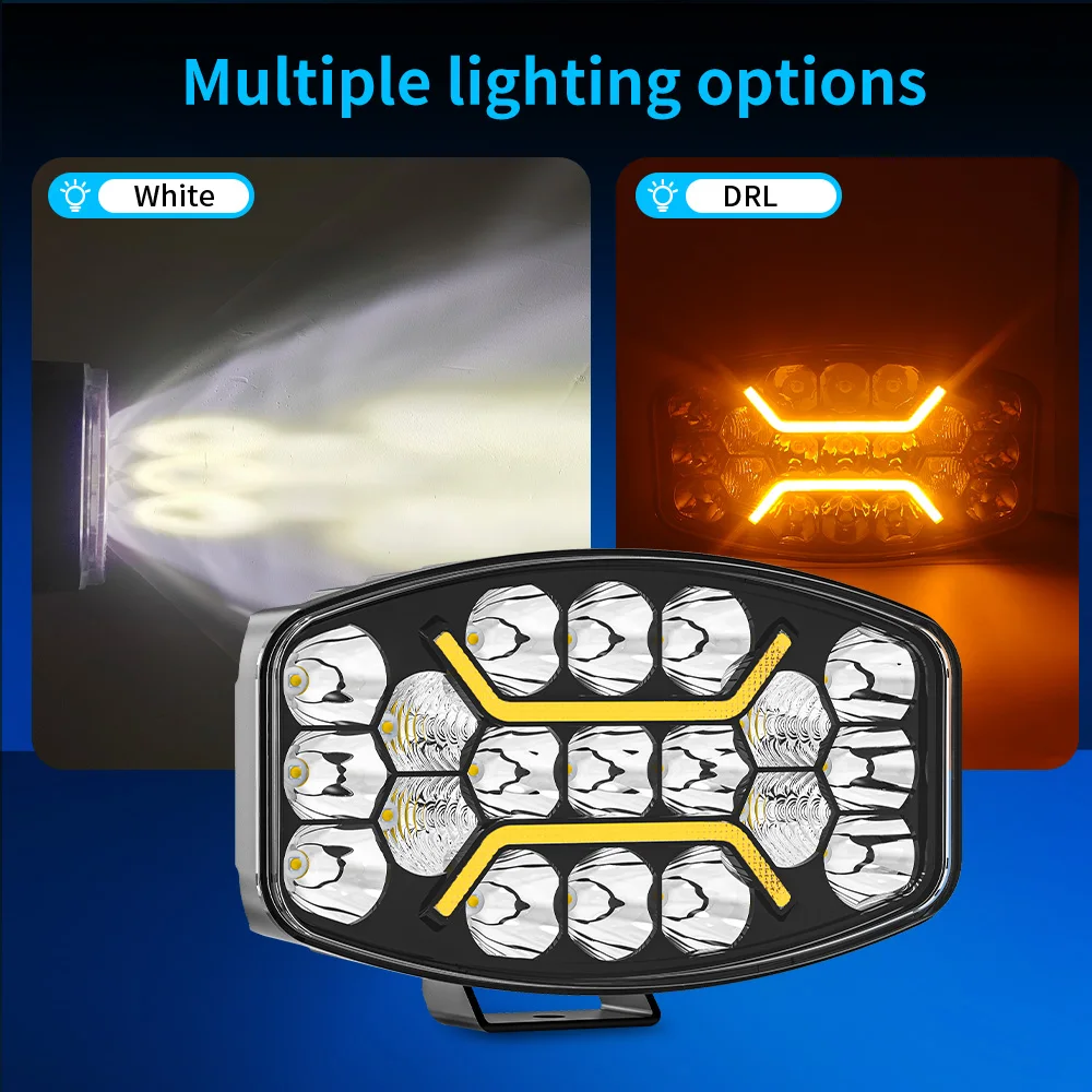 10 inch 12V24V LED European Truck Modified Searchlight Headligh Auxiliary Work Light LED DRL White Yellow For Offroad 4x4 Trail