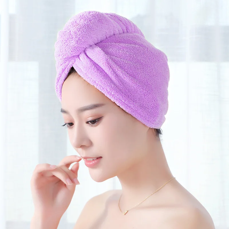 Women Hair Drying Hat Quick-dry Hair Towel Cap Hat Bath Hat Microfiber Solid Towel Cap Super Absorption Turban Hair Dry Cap