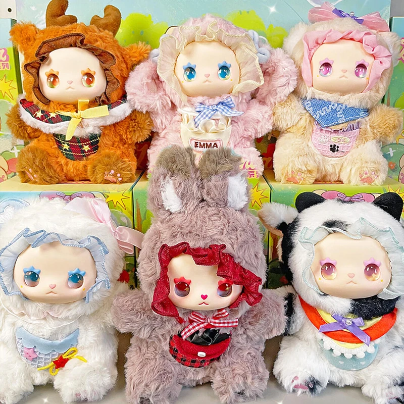 Adorável emma bolsos série zoológico caixa cega bonito coelho figura de ação caixa mistério kawaii urso anime boneca saco surpresa pingente brinquedos