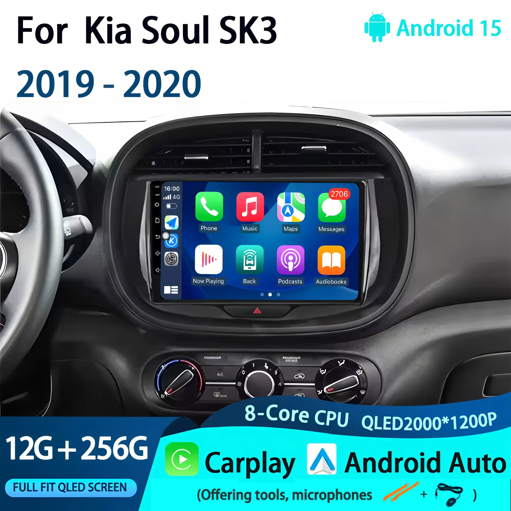

For Kia Soul SK3 2019 - 2020 Android 15 Multimedia Car Radio Stereo Head Unit Player GPS Navigation Screen DSP no2 Din WIFI BT