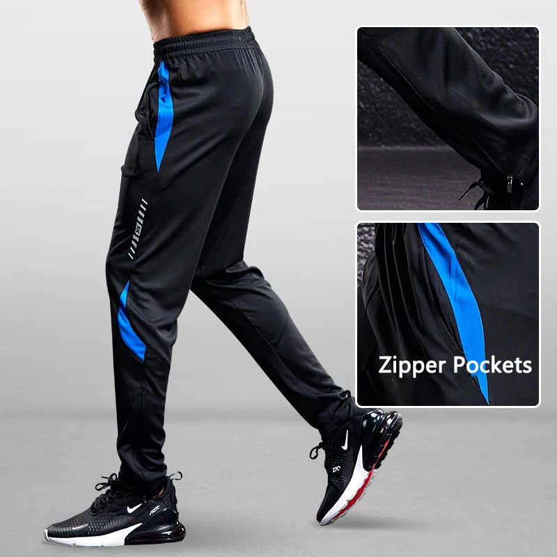 Men Sport Pants Running Pants With Zipper Pockets Soccer Training Jogging Sports Trousers Fitness Football Leggings Sweatpants