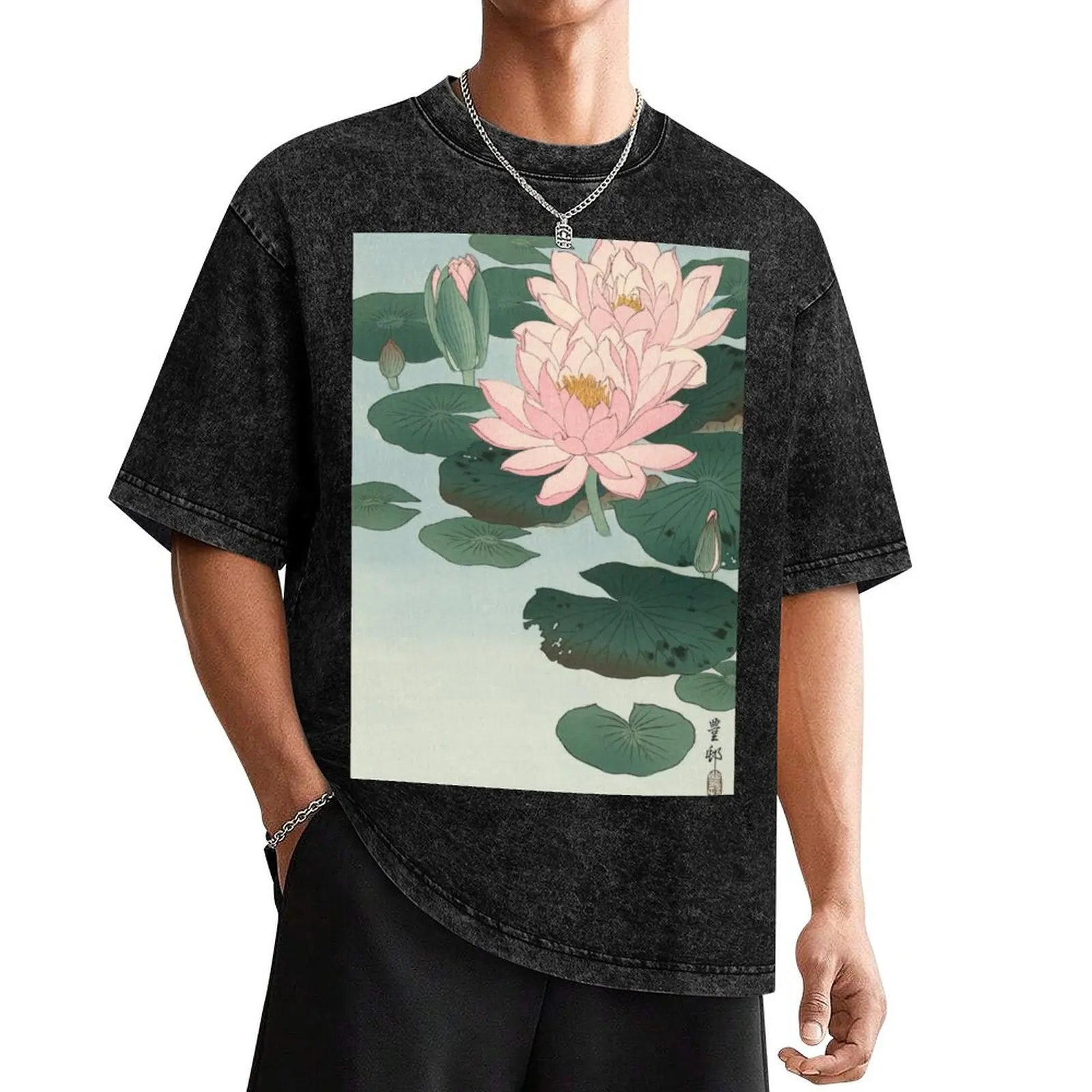 Flowering Water Lily, Ohara Koson T-Shirt sports fans street wear Aesthetic clothing mens workout shirts