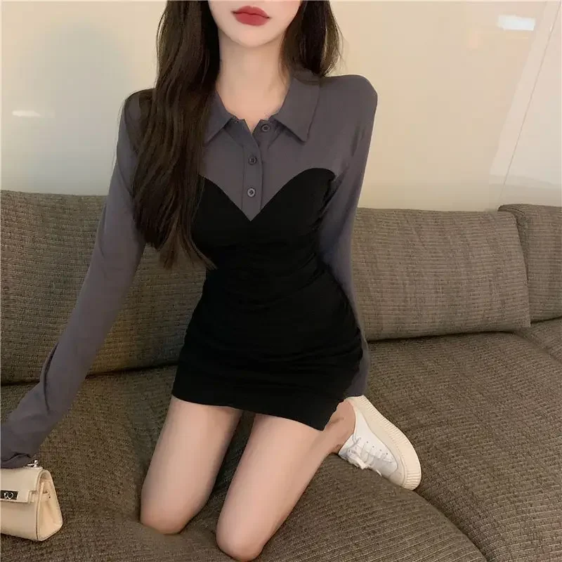 여성 드레스 새로운 여성 긴 소매 드레스 관능적 인 섹시한 봄 가을 뜨거운 세련되고 우아한 꽤 저렴한 캐주얼 Thic Retro G