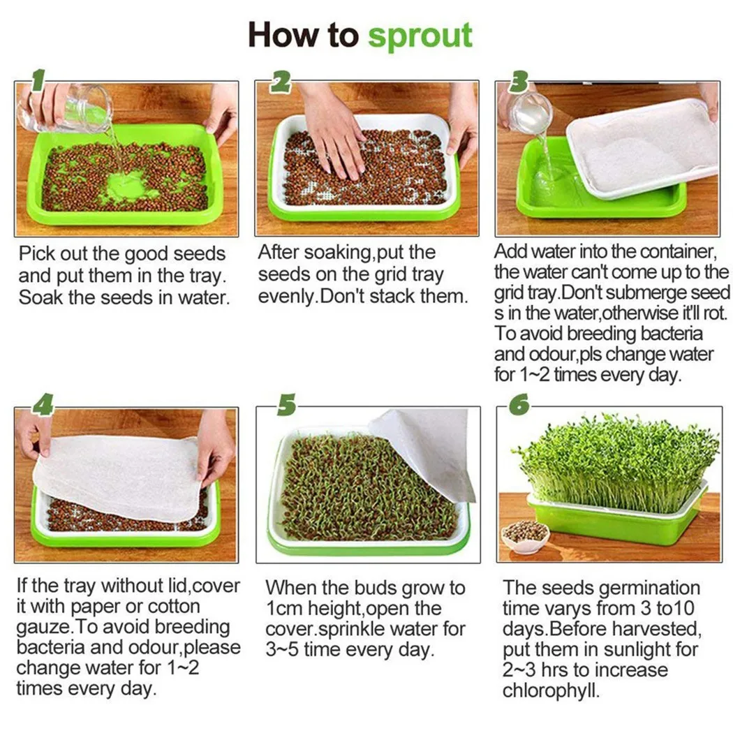 33cm*26cm*5cm 2 Layer Microgreens Hydroponic Tray Sprouts Tray Anti-mosquito Bites For Garden Farm Cultivates Grows Plant Flower