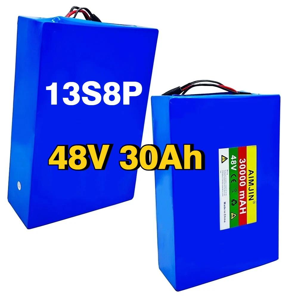 

New 2025 13S8P 48V 30Ah lithium battery for electric scooters, mountain bikes 250-800W+54.6V 2A Charger