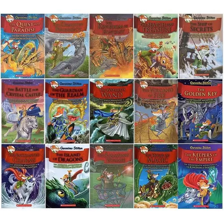 Geronimo Stilton Season 2: Dream Kingdom (15 books with lining) - Full-color illustrated children's English comic books.