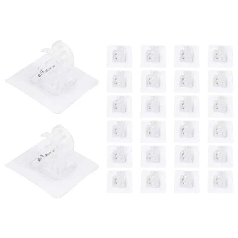 AT19-26PCS Curtain Rods No Drill Curtain Rod Brackets Hooks Nail Free Adjustable Stick On Curtain Rod Transparent Hook