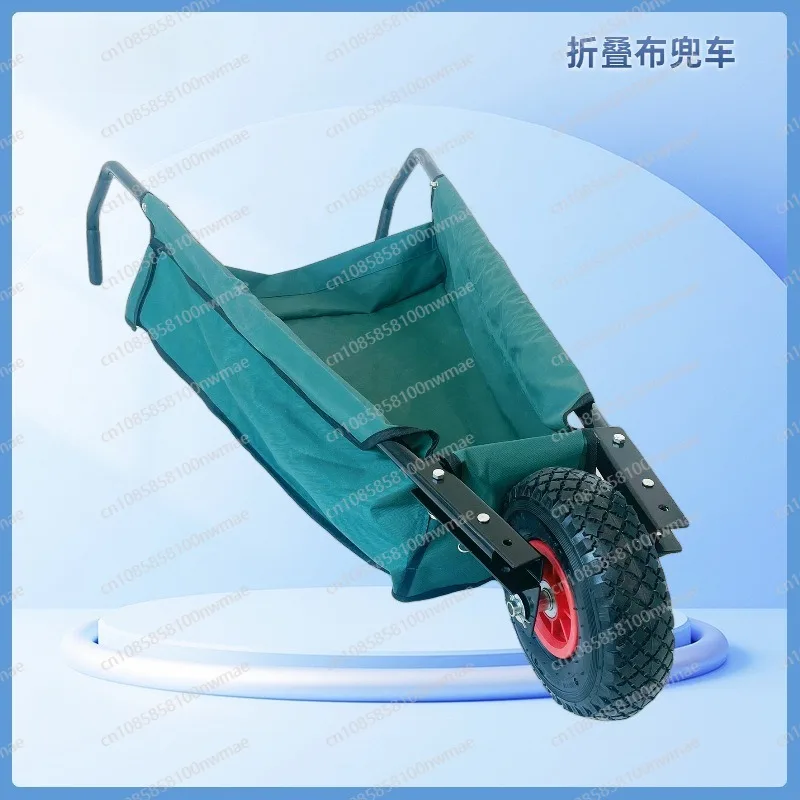 

PVC Oxford cloth gardening tool cart, leaf collection, unicycle garden trolley, folding cloth pocket cart