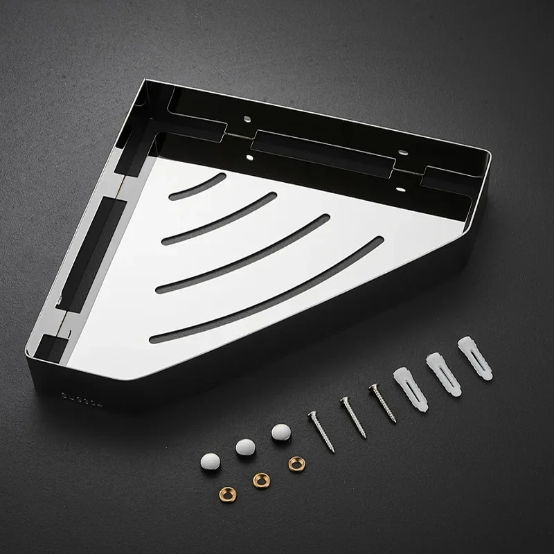 Bathroom Shelves Hardware Rack Kitchen Storage Rack 304 Stainless Steel Wall Mounted Corner Triangle Shower Holder Accessories