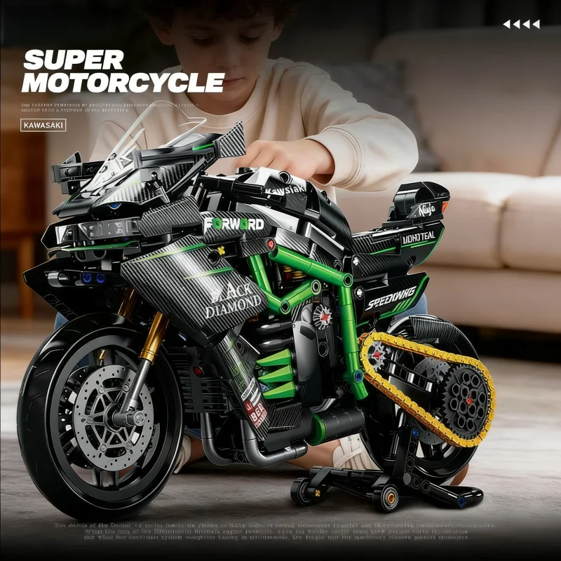 

Technic Superbike Building Blocks Kit, 1:8 Scale Collectible Motorcycle Model with Working Suspension, Chain Drive and Display S