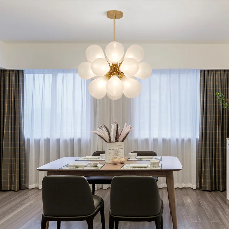 Nordic Simple Glass Ball Pendant Lights for Bedroom French Magic Bean Balloon Decor Hanging Lamp Model Room Chandeliers Lighting