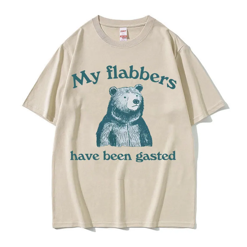 My Flabbers Have Been Gasted Funny Bear Graphic T Shirt Unisex Summer Fashion Retro T-shirts Men Casual Cotton Short Sleeve Tees