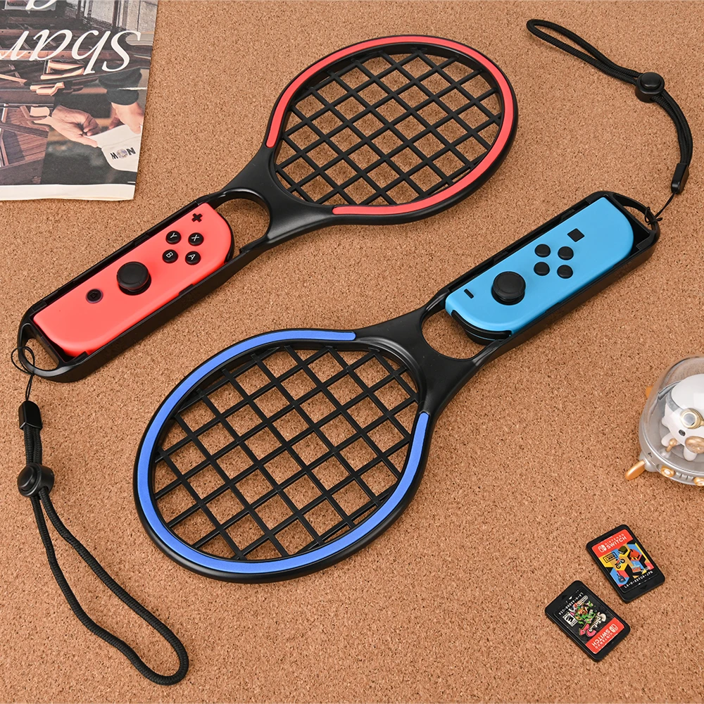 2 قطعة/المجموعة عالية الجودة مضرب تنس صغير مع حزام معصم قابل للتعديل لنينتندو سويتش OLED Joy-Con غمبد الملحقات #1