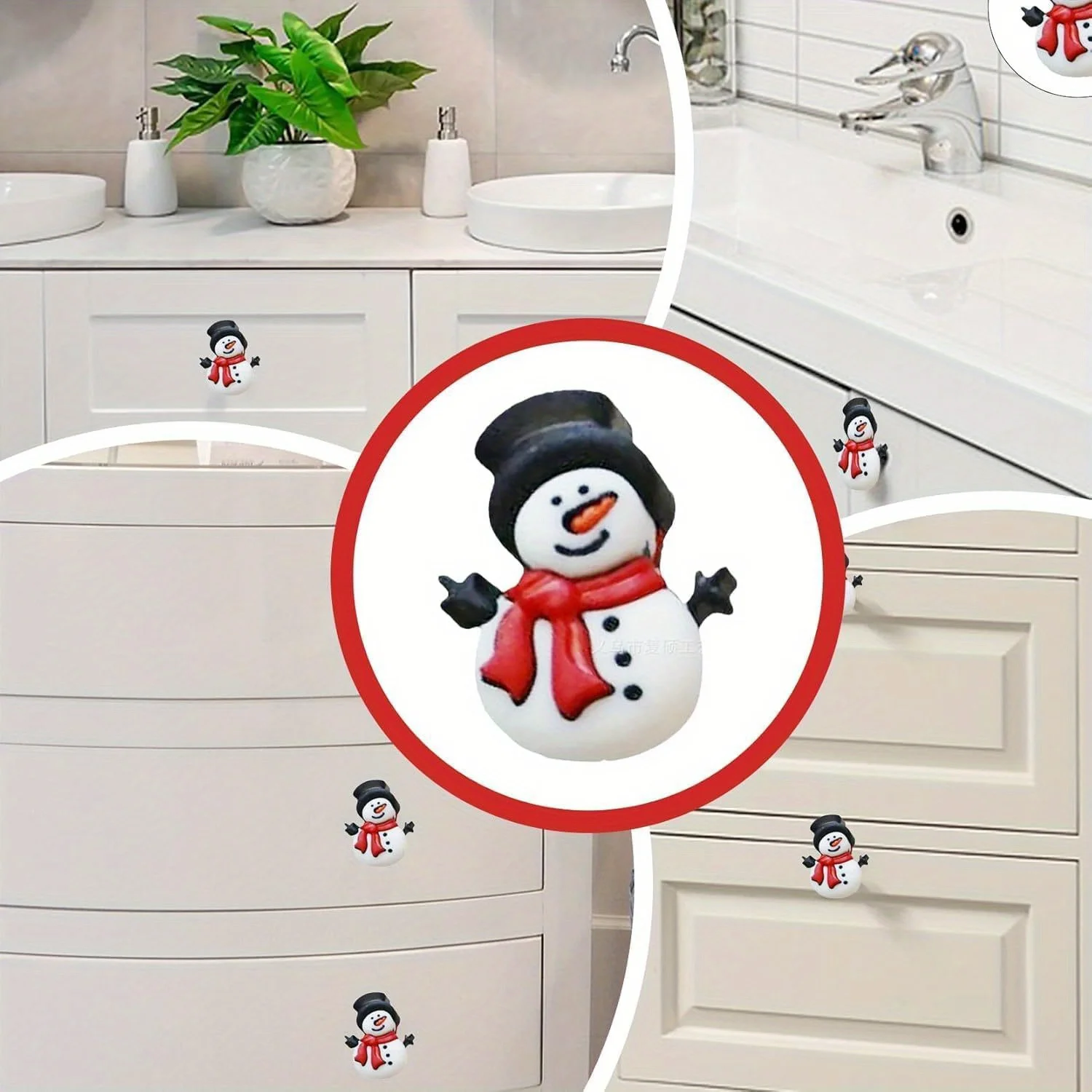 2 uds cubiertas de perilla de gabinete de Navidad-2024 nuevas cubiertas de perilla de gabinete de muñeco de nieve de silicona de Navidad para