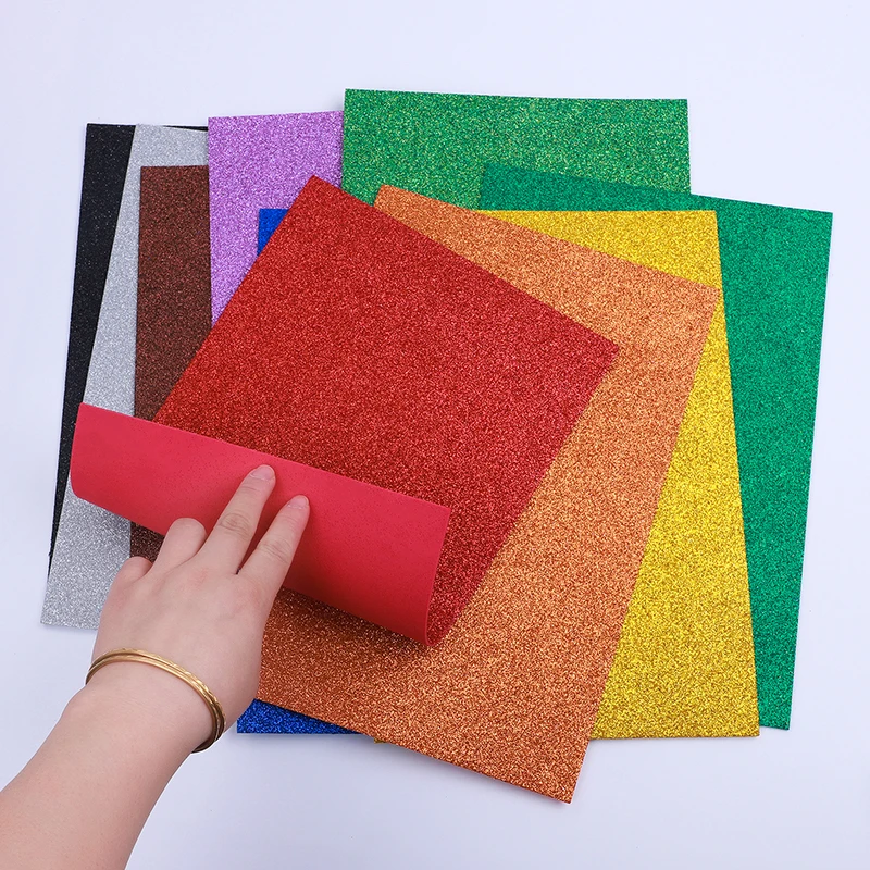 5pcs/pack A4（20cm*30cm）Powder Glitter EVA Foam Paper Sponge Sheet Handmade Kids DIY Crafts Wedding Party Supplies