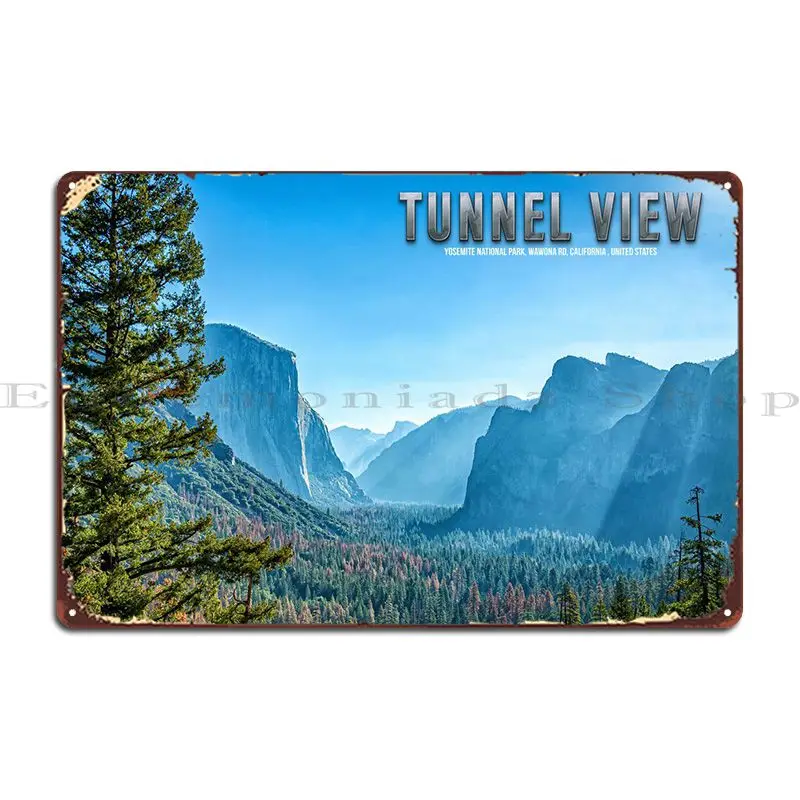 Tunnel View Yosemite Park Metal Plaque Pub Mural Home Designing Custom Create Tin Sign Poster