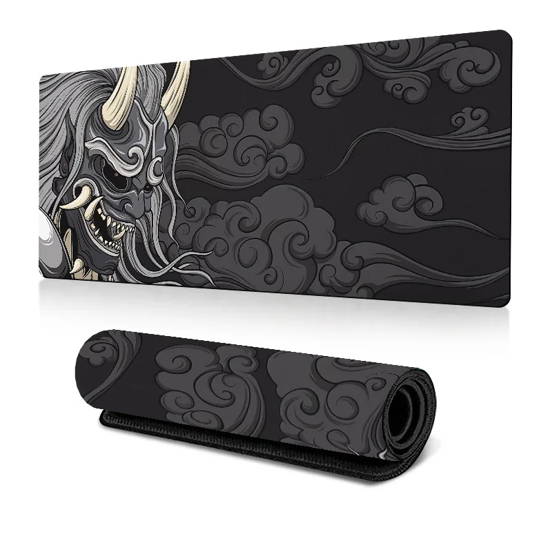 

Japanese Devil Mouse Pad Large Computer Gamer Lock Edge Table Mat Laptop Oni Mousepad HD Print Non-slip Rubber Keyboard Rug