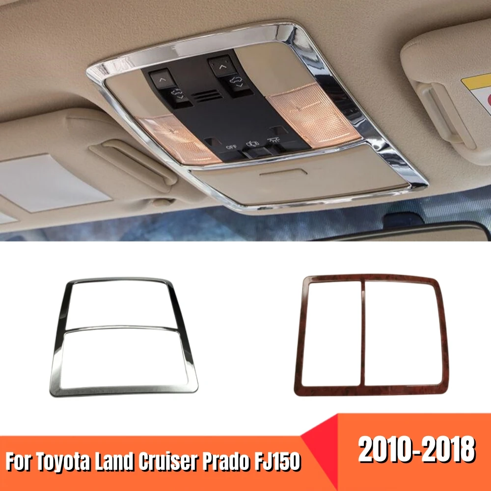 

ABS Chrome Wood Grain Car Front Reading Lamp light Cover Trim For Toyota Land Cruiser Prado FJ150 2010-2018 Styling Accessories