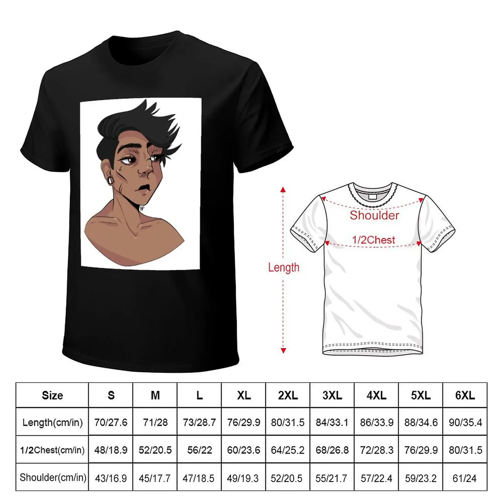 Androgynous Bust Portrait T-Shirt Work Wear Simple Tee Shirt