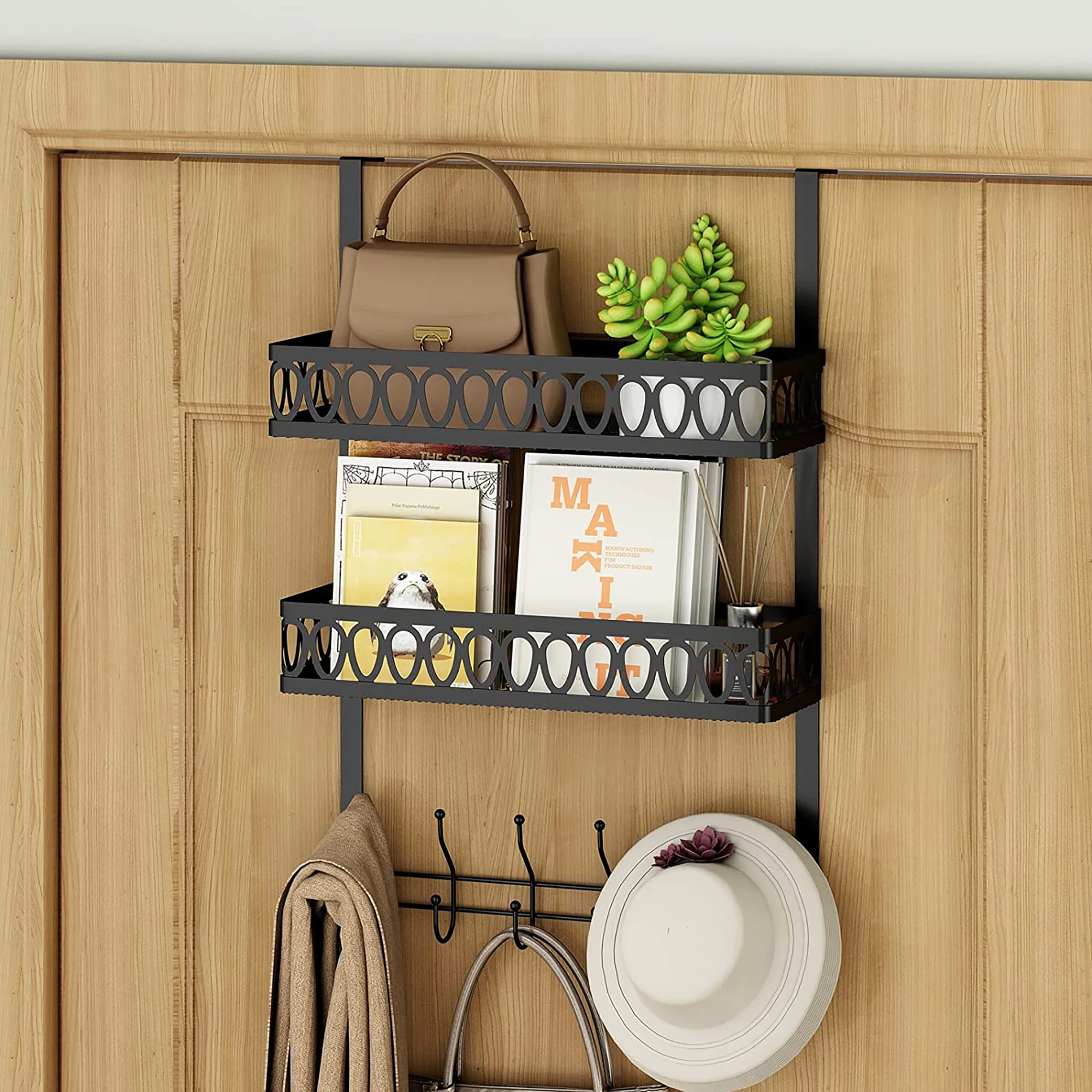 

DoorHook Clothes Rack Is Suitable For Clothes DoorTowel Rack ComesWith2 Baskets Cothes Rack.Door Bathroom Storage Rack