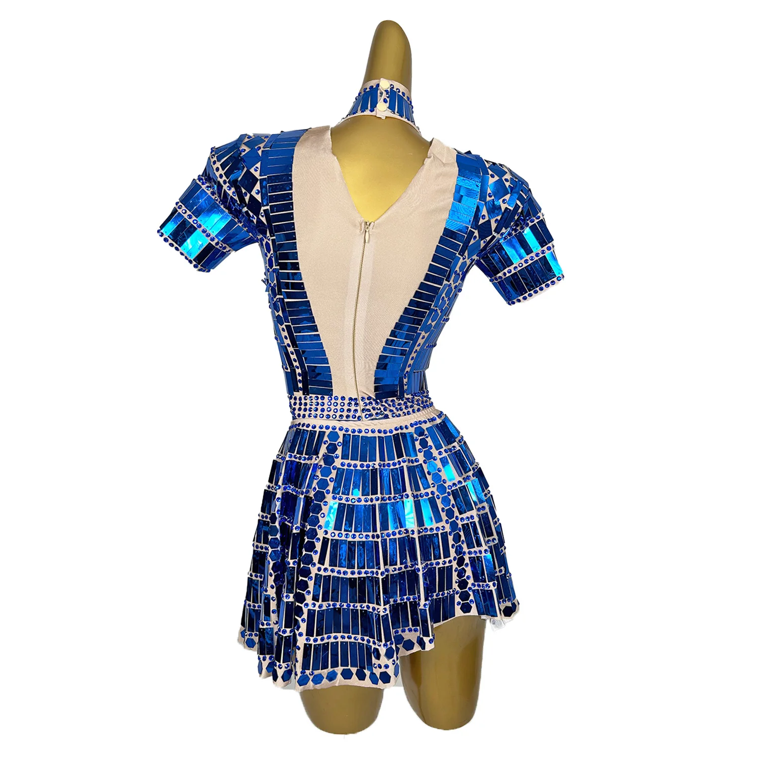 Shiny Blue Sequins Dancer Stage Dress Set Party Celebritv Women Nightclub Dress Showgirl Performance Costumes Lianghuanghuang