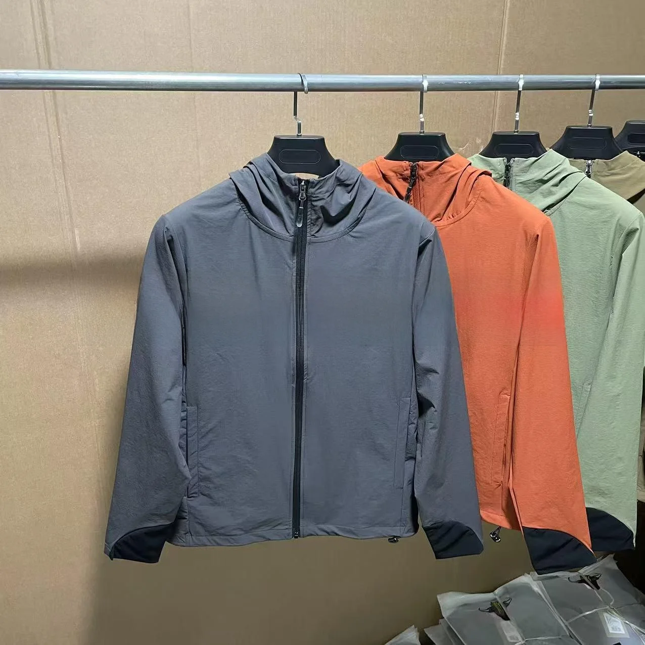 Felpa con cappuccio da esterno leggera e traspirante da uomo Jaet Elastic Casual Spor Primavera Estate Faion Loose Fit Cappotto lungo Sve