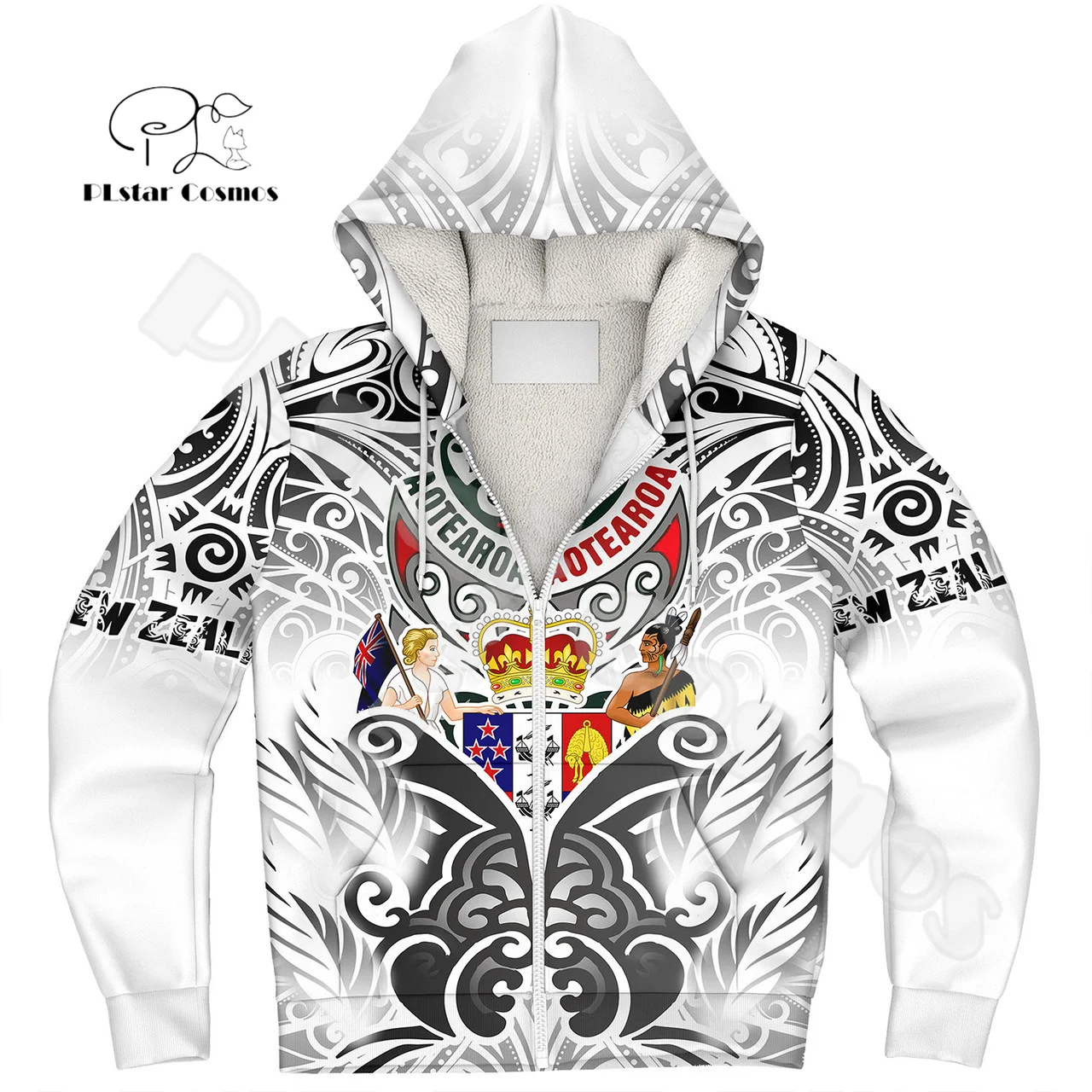 Nom personnalisé pays nouvelle-zélande Aotearoa Maori Rugby tatouage 3DPrint Harajuku automne hiver manteau chaud veste polaire sweat à capuche zippé 1