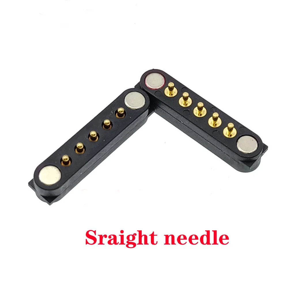 1 Pair Male Female Magnetic Pogo Pin Connector 5Pin Pitch 2.54MM Spring Loaded Header Contact Strip Power Charge Data Transfer