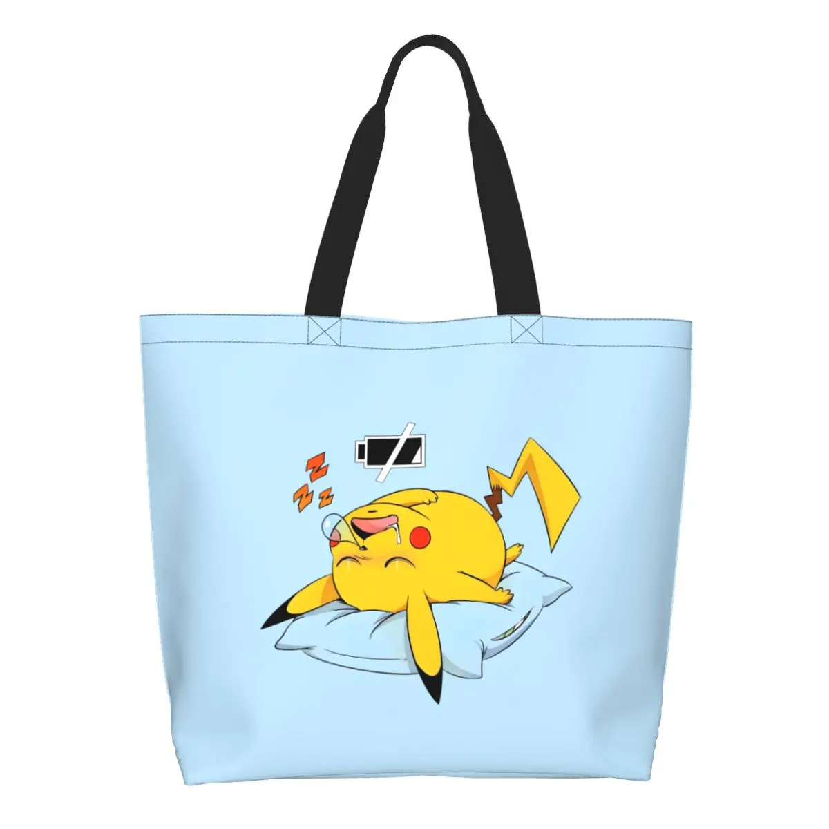 

Custom P-Pikachus Grocery Shopping Bags Canvas Shopper Tote Shoulder Bags Big Capacity Durable Series Video Games Handbag