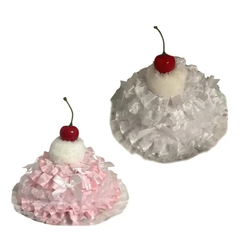 

39BD Lovely Lace Cherry Cake Hair Barrettes Sweet Headwear Safe For Children Wear