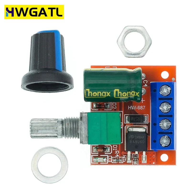 HWGATL Mini 5A 10A 90W PWM 12V DC Motor Speed Controller Module DC-DC 4.5V-35V Adjustable Regulator Control Governor Switch 24V