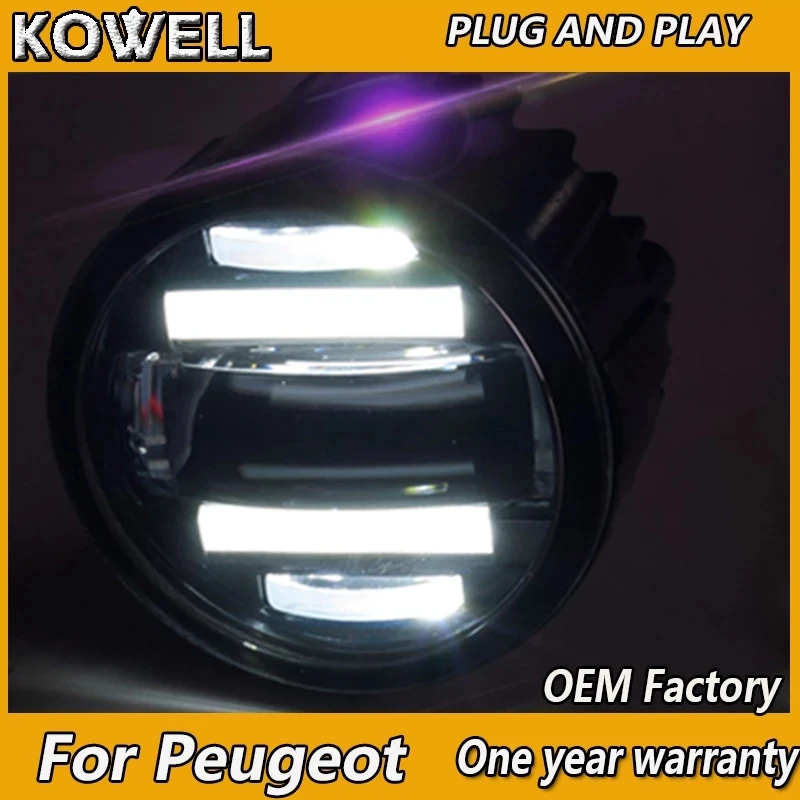 KOWELL Car Styling Fog Lamp for Peugeot 206 207 307 301 308 408 508 Fog Light Auto Angel Eye Fog Lamp LED 2 Function Model