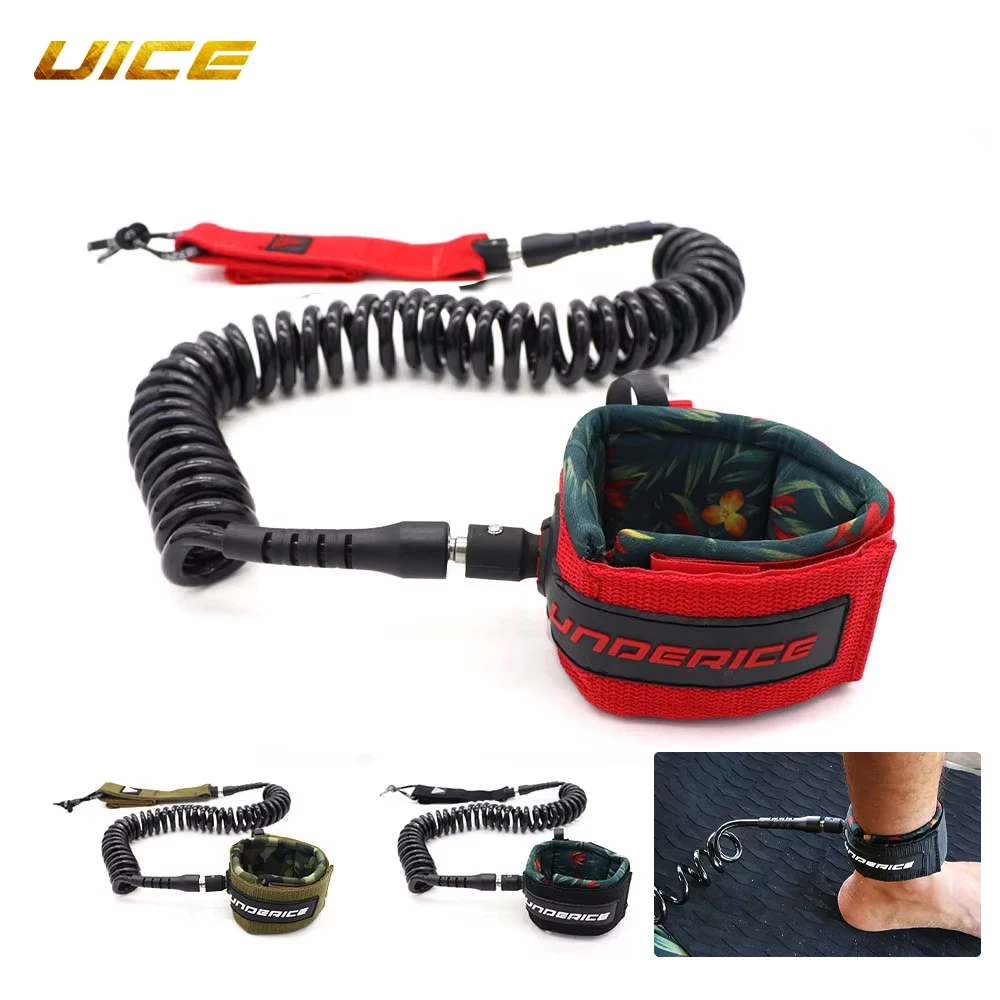UICE Leash para Prancha de SUP e Surf, 7MM10FT, Ajustável, Espiralado, com Mola, para Punho e Perna, Corda de Segurança para Stand-Up Paddle Board