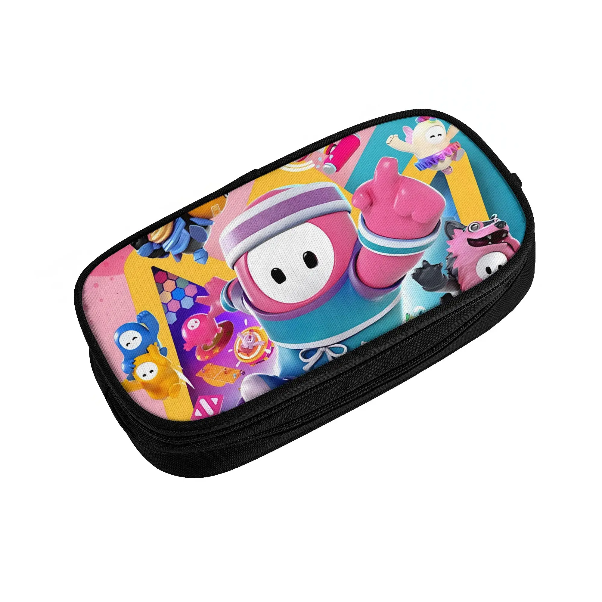 Kawaii Fall Guys  Battle Royale  Pencil Cases for Boys Girls Video Game  Large Storage Pen Box Bag School Accessories