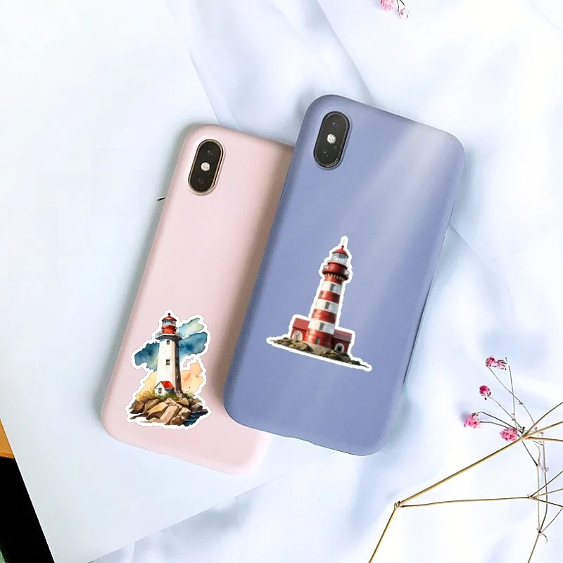 Cute Hand-painted Watercolor Retro Lighthouse Colorful Decoration Sticker Waterproof Graffiti Laptop Motorcycle Stationery