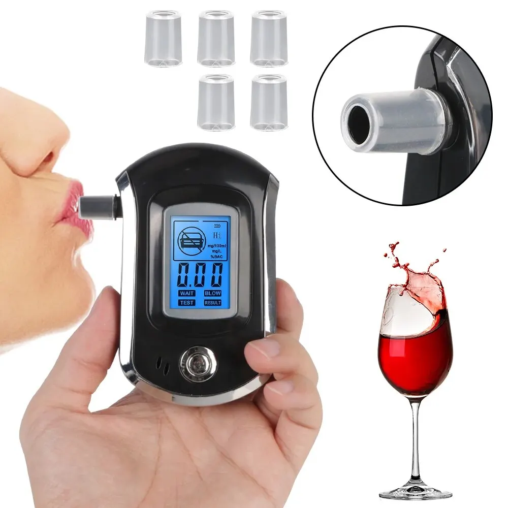 Mini Manual Digital Breath Alcohol Tester LCD Screen Breath Drunk Driving Analyzer AT6000