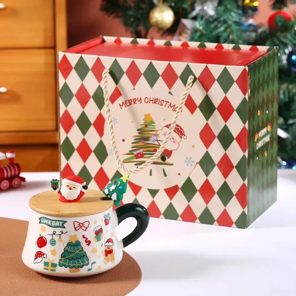 Reliable Christmas cups, covered ceramic cups, office coffee cups, home mugs, Christmas, birthday and festival gift boxes New