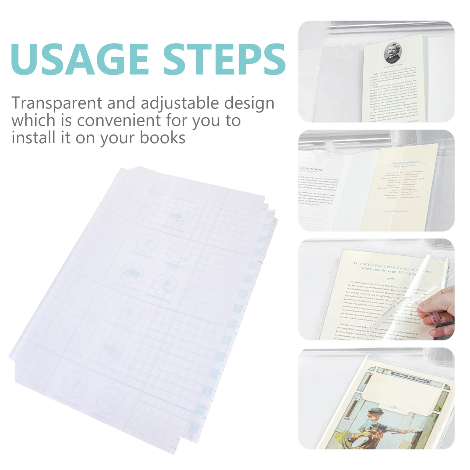 30pcs Waterproof Book For Students Plastic Textbook Film Clear Protector Adjustable Book Sleeve Dustproof School