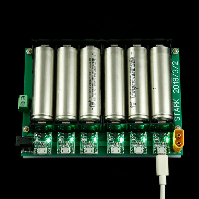 6 Slot 10-Slot 18650 30W/50W Rechargeable Lithium Battery Charger Module Fast Charge YP4056 USB Multi-interface Input