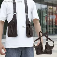 Double Shoulder Strap Multi-Pocket Outdoor Anti-Theft Tactical Fishing Bag Waterproof PU Multi-Purpose Men's Crossbody Bags
