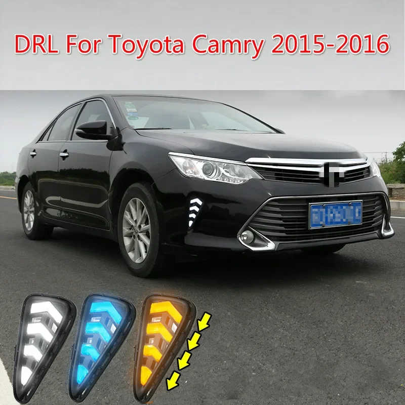 2PCS Car Accessories LED Daytime Running Light For Toyota Camry 2015 2016 DRL Cover Fog Lamp Car-Styling External Front Fog Lamp