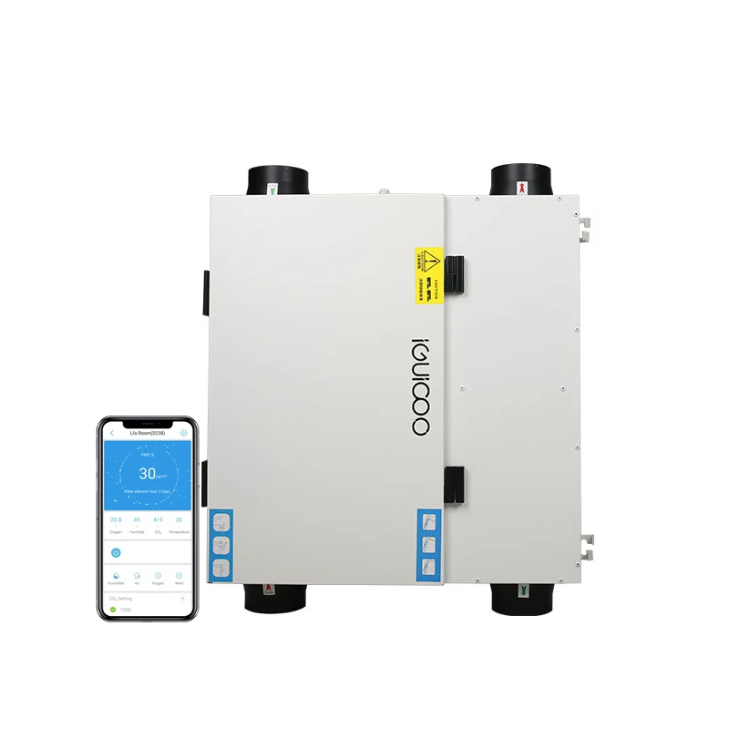 Hvac Systems Small Heat Recuperator with BLDC Motor air to air Counterflow Energy Recovery Temp Exchange Ventilation