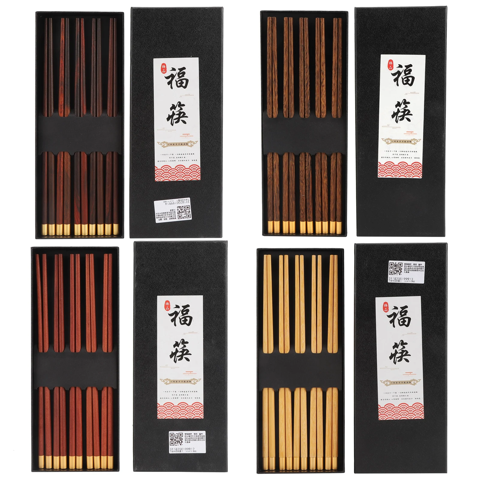 5 Pairs Chinese  Wooden Chopsticks Set  Handcrafted Tableware Gift for Family Friends Chopsticks Gift Wooden Tableware