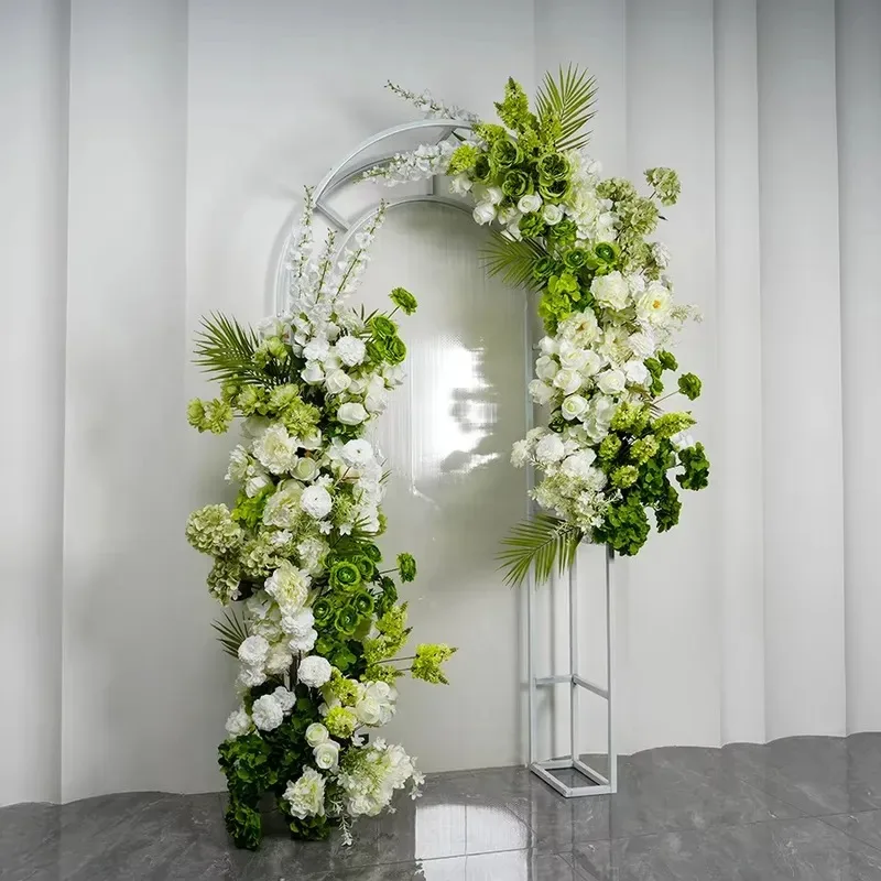 Green Wrought Iron Artificial Flower Ornament Set for Wedding Venue Professional Chinese Retro Scene Arrangement