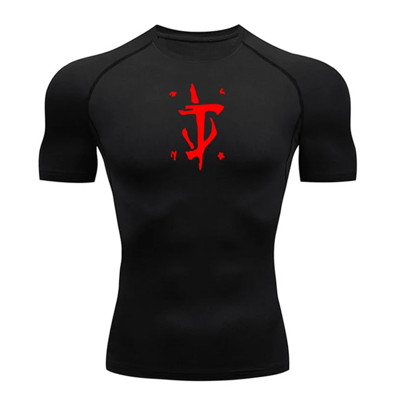 Men's Compression Shirts Short Sleeve Workout Gym T-Shirt Running Tops Cool Dry Sports Base Layer Athletic Sun protection skin