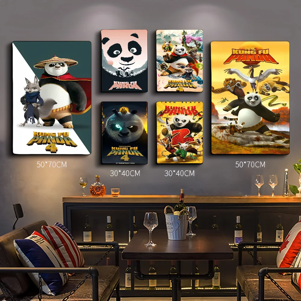 

Kung Fu Pandas Movie Sticky Posters Retro Kraft Paper Sticker DIY Room Bar Cafe Aesthetic Art Wall Painting